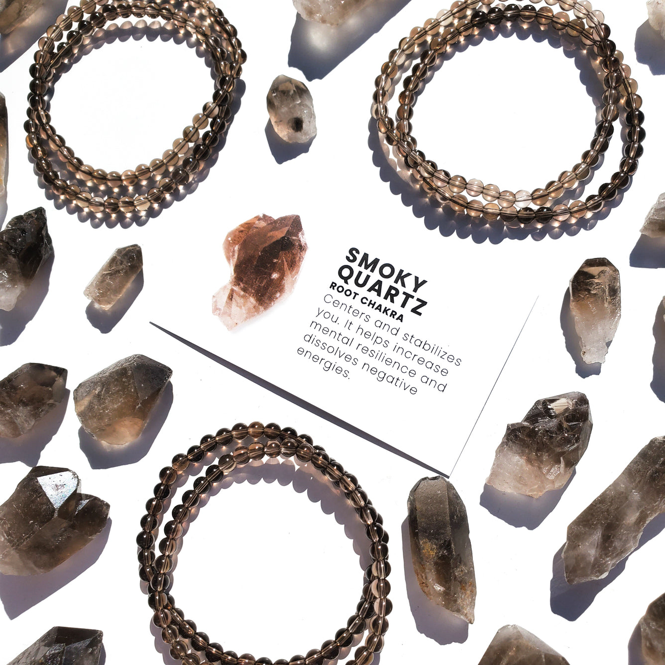 Crystal Bracelet | Buy Online Natural Smoky Quartz Tear Drop Beads Bracelet